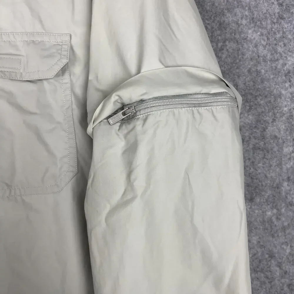 Banana Republic Shirt Mens L‎ Stowaway Hood Nylon Zip Off Sleeve Outdoor Fishing